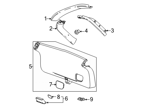 42825729 GM Pivot, Rear Seat To Back Window Panel, Jet Black