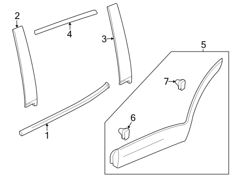42856872 GM Molding Assembly, Rear Side Door Window Belt Reveal
