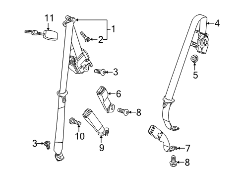 86801970 GM Buckle Kit, Seat Belt, Jet Black