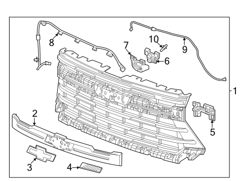 GM 87867450 Grille, Radiator Grille, Black, Front 87867450 GM Grille, Radiator Grille, Black, Front
