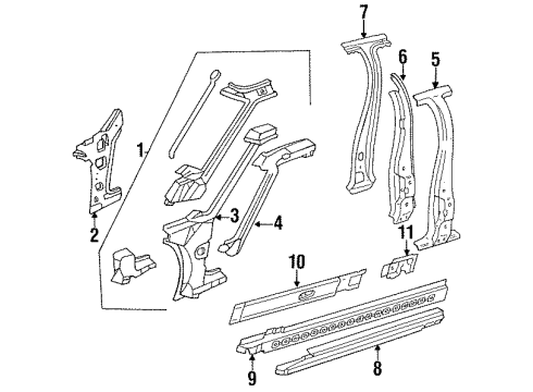 GM 10169806 Inner Pillar, Center Passenger Side 10169806 GM Inner Pillar, Center Passenger Side