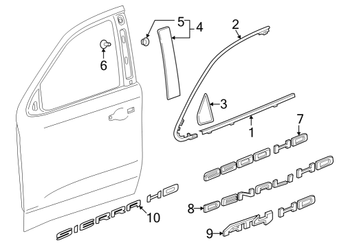 GM 85578556 Plate Assembly-Front Side Door - Exterior Bright 85578556 GM Plate Assembly-Front Side Door - Exterior Bright