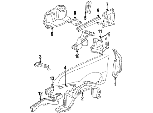 GM 10092332 Front Panel, Inner Passenger Side 10092332 GM Front Panel, Inner Passenger Side