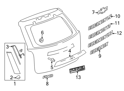 2010 Chevy Equinox Exterior Trim - Lift Gate Diagram
