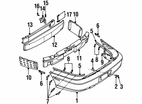 1997 Cadillac Catera Bumper & Components - Rear Diagram