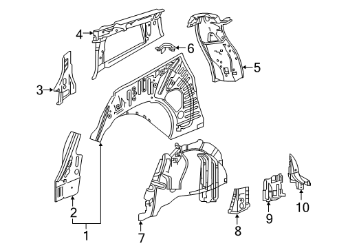 2025 Cadillac XT6 Inner Structure - Quarter Panel Diagram