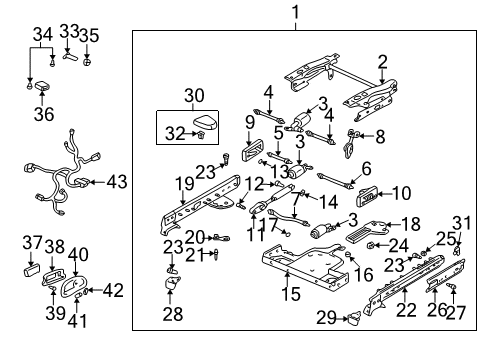 2001 Pontiac Bonneville Seat Switch Mount Bracket, Front Driver Side Diagram for 16819699