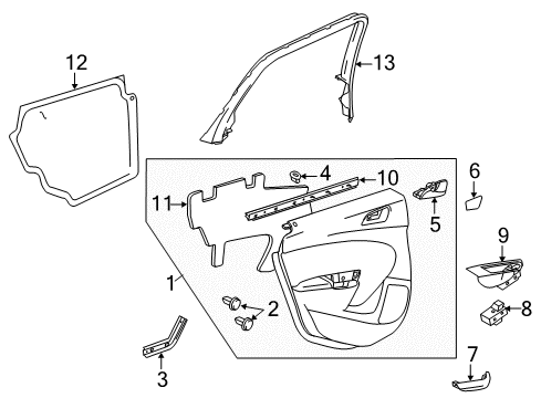 2016 Buick Verano Interior Trim - Rear Door Diagram