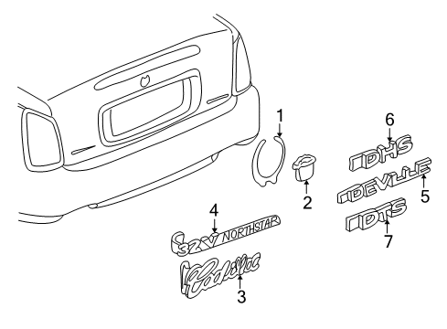 2000 Cadillac DeVille Exterior Trim - Trunk Diagram