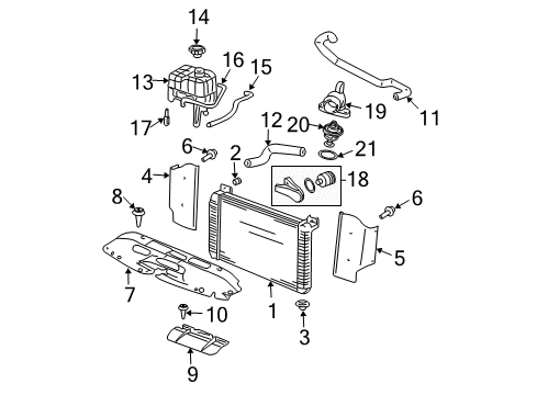 2006 Chevy Suburban 2500 Radiator & Components Diagram