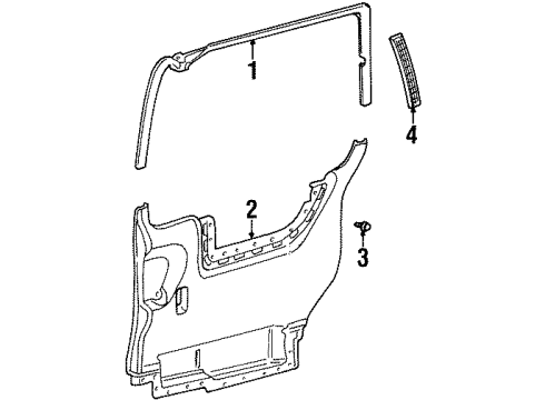 1998 Oldsmobile Silhouette Window Molding, Teal, Driver Side Diagram for 10296870