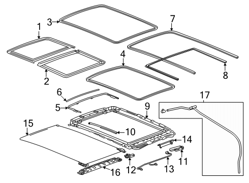 2025 Chevy Traverse Window, Roof Panel Diagram for 26388940