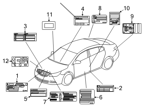 2012 Buick LaCrosse Info Label Diagram for 94735729