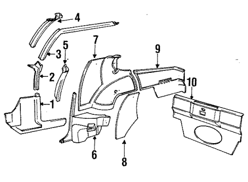1986 Pontiac Firebird Interior Molding, Passenger Side Diagram for 10193402