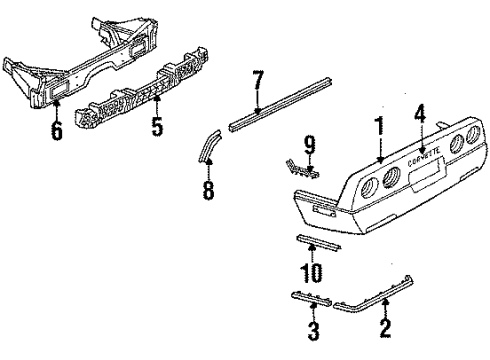 1990 Chevy Corvette Bumper & Components - Rear Diagram