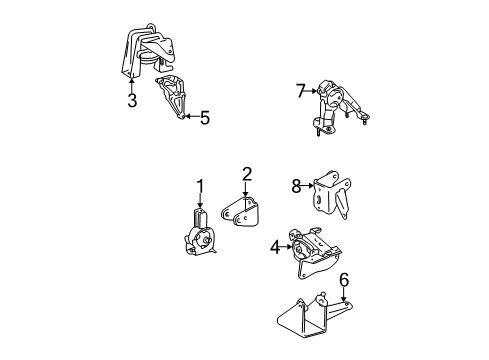 2003 Pontiac Vibe Engine & Trans Mounting Diagram
