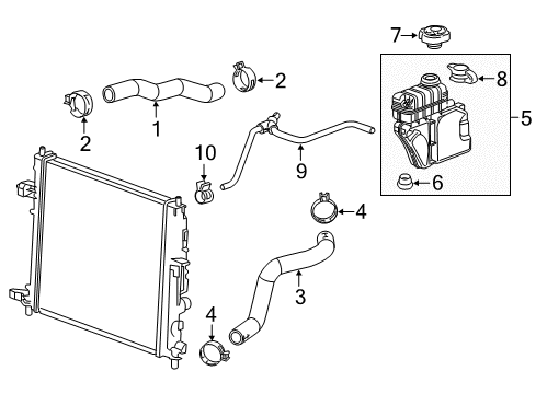 2021 Chevy Camaro Radiator Hoses Diagram