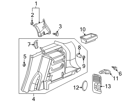 2008 Chevy Equinox Splash Shield Clip Diagram for 96057846