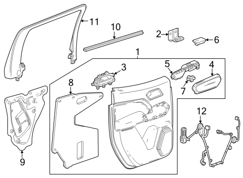 2023 Chevy Colorado Interior Trim - Rear Door Diagram