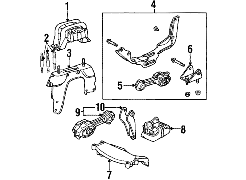 1996 Saturn SL2 Engine & Trans Mounting Diagram