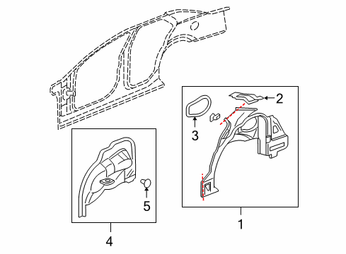 2011 Cadillac STS Inner Structure - Quarter Panel Diagram