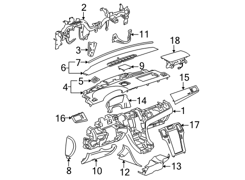 2012 Cadillac Escalade EXT Instrument Panel Diagram