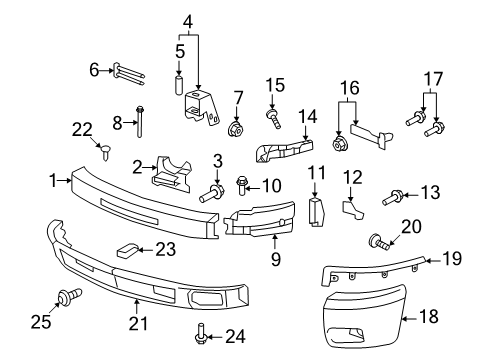 2007 Chevy Silverado 2500 HD Bumper & Components - Front Diagram