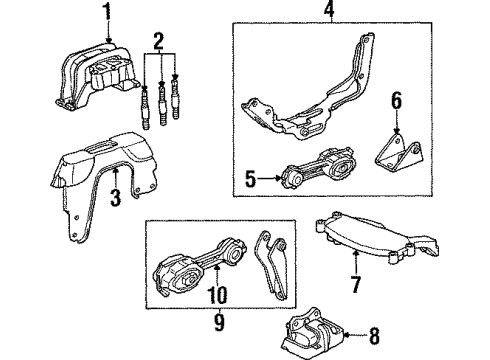 1997 Saturn SC2 Engine & Trans Mounting Diagram