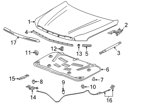 2025 GMC Yukon XL Hood & Components Diagram