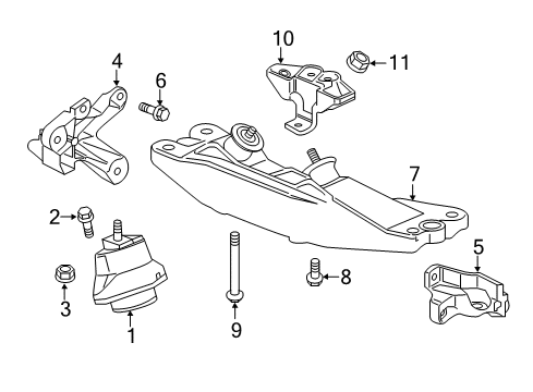 2018 Cadillac CTS Engine & Trans Mounting Diagram