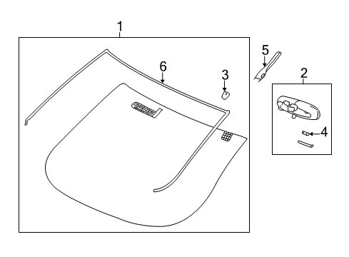 2004 Pontiac Aztek Glass - Windshield Diagram