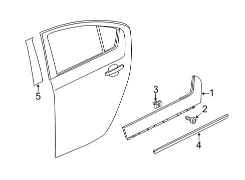 2013 Chevy Volt Exterior Trim - Rear Door Diagram