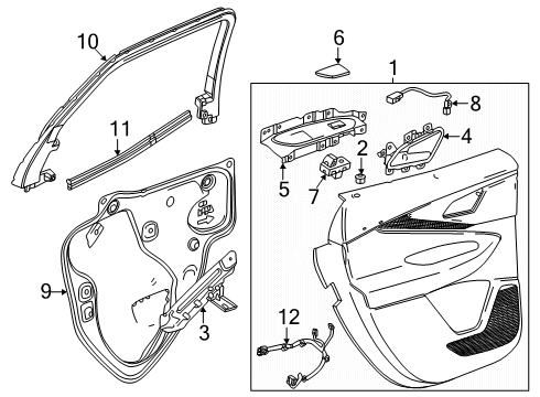 2024 Chevy Equinox EV Interior Trim - Rear Door Diagram