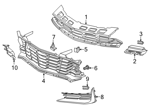 2019 Chevy Camaro Grille & Components Diagram