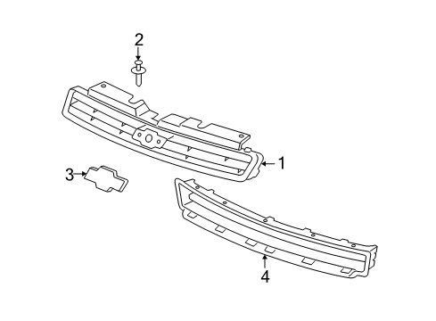 2006 Chevy Monte Carlo Grille & Components Diagram