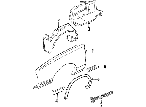 1990 Buick Skylark Fender & Components Diagram