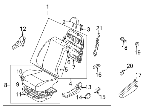 2007 Chevy Aveo Front Seat Components Diagram