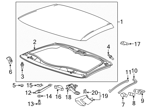 2016 Chevy Corvette Top & Components Diagram