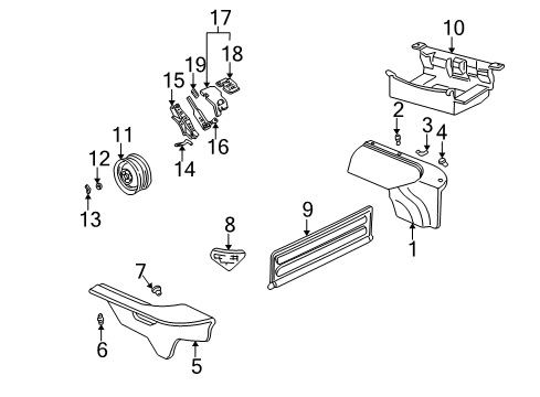 2001 Chevy Camaro Floor Mat, Rear Diagram for 10401915