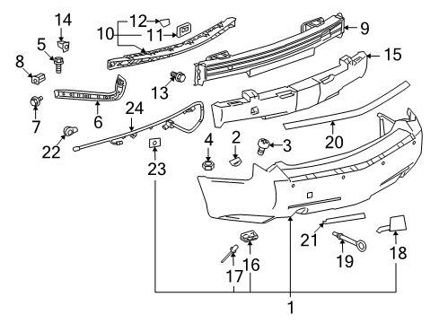 2012 Cadillac CTS Bumper & Components - Rear Diagram