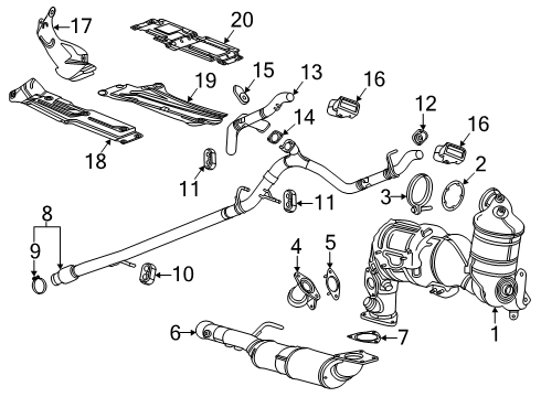 2025 GMC Sierra 1500 Shield, Exhaust Pipe Diagram for 84630082