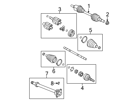 2008 GMC Acadia Front Axle Shafts & Joints Diagram