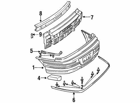 1993 Pontiac Grand Am Bumper & Components - Rear Diagram