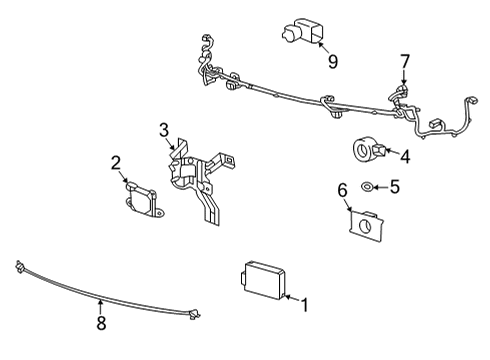 2025 Cadillac CT4 Camera, Head Up Display & Rear View Camera Diagram for 85011467