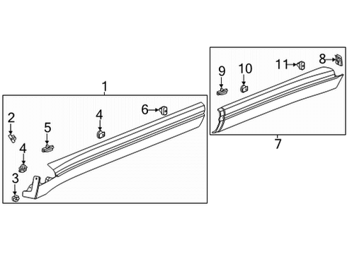 2025 Cadillac Escalade ESV Exterior Trim - Pillars Diagram