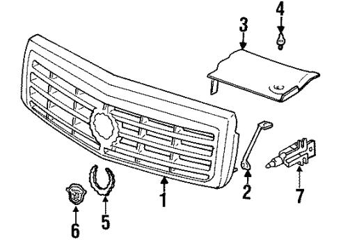 1995 Cadillac Eldorado Grille & Components Diagram