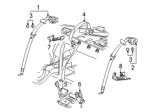 2010 Cadillac CTS Lap & Shoulder Belt, Rear Center Diagram for 19209094