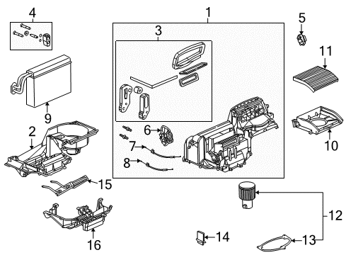 2003 Saturn Ion Evaporator Core Diagram for 15930425