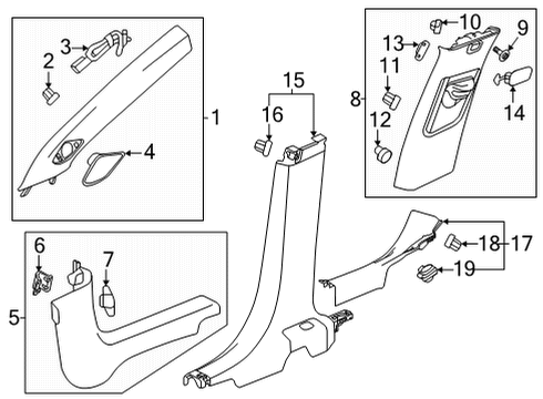Windshield Pillar Trim, Gray, Driver Side Diagram for 42780751