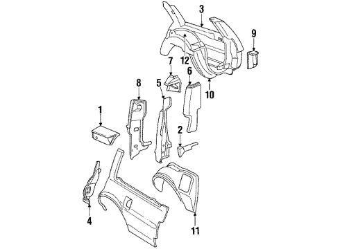 1988 Buick LeSabre Inner Structure - Quarter Panel Diagram